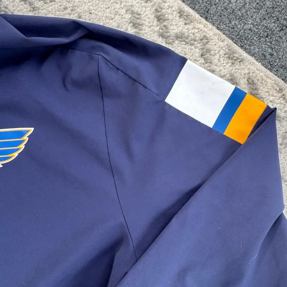 Adidas St. Louis Blues Quarter-Zip Pullover Top in Navy Blue Size large